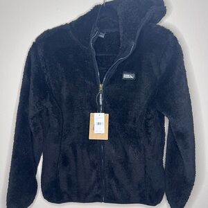 Eddie Bauer Kids Black Plush Fleece Full-Zip Hooded Jacket